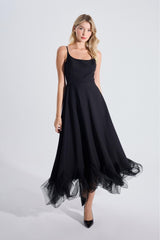 Katniss | İnce Askılı Uzun Kloş Abiye Elbise