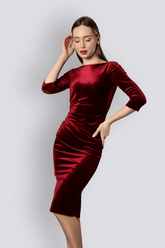 Monroe | Kadife Midi Kalem Abiye Elbise