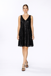 Жасмин | Платье А-силуэта длиной до колена, расшитое пайетками