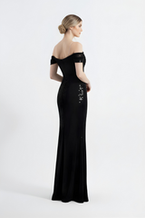 Victoria | Pul Payetli Şeffaf Askılı Maxi Balık Abiye Elbise