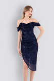 Gisele | Sequined Strapless Pencil Midi Evening Dress