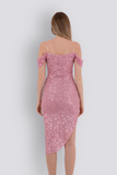 Gisele | Sequined Strapless Pencil Midi Evening Dress