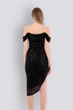 Gisele | Sequined Strapless Pencil Midi Evening Dress