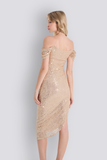 Gisele | Sequined Strapless Pencil Midi Evening Dress