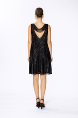 Жасмин | Платье А-силуэта длиной до колена, расшитое пайетками