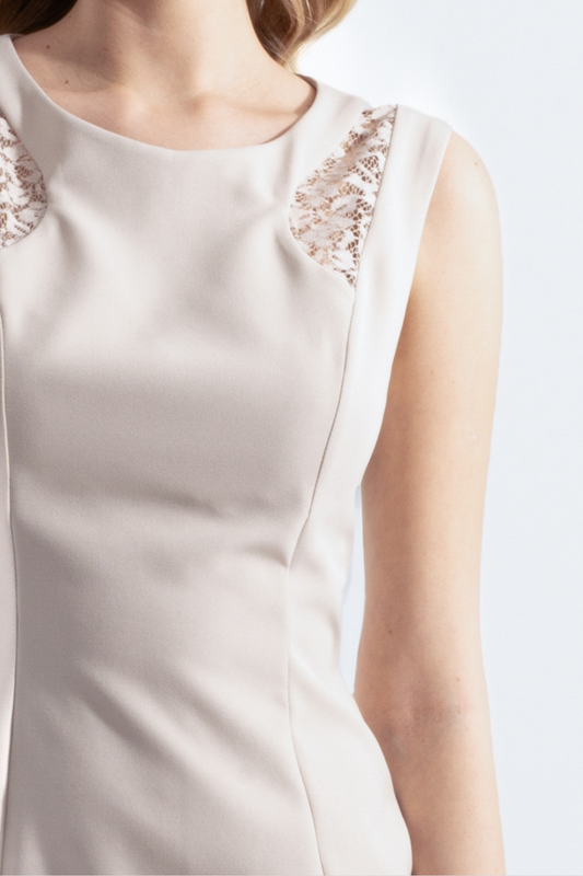 Audrey | Lace Garnished Knee Length Pencil Dress