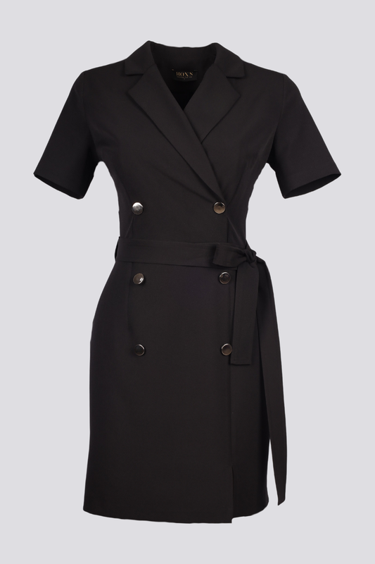 Hillary | Short Sleeve Button Detail Jacket Dress