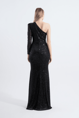 Tiffany | Sequined One Sleeve Maxi Fishtail Evening Dress