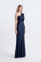 Tiffany | Sequined One Sleeve Maxi Fishtail Evening Dress