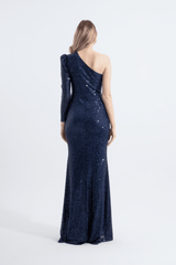 Tiffany | Sequined One Sleeve Maxi Fishtail Evening Dress