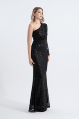 Tiffany | Sequined One Sleeve Maxi Fishtail Evening Dress