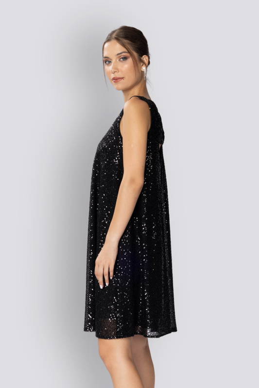 Jasmine | Back Detailed Sequined A-Line Short Maternity Evening Dress