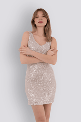 Tiffany | Pul Payetli Mini Slim Abiye Elbise