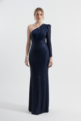 Tiffany | Sequined One Sleeve Maxi Fishtail Evening Dress