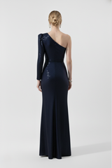 Tiffany | Sequined One Sleeve Maxi Fishtail Evening Dress
