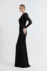 Tiffany | Sequined One Sleeve Maxi Fishtail Evening Dress
