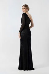 Tiffany | Sequined One Sleeve Maxi Fishtail Evening Dress