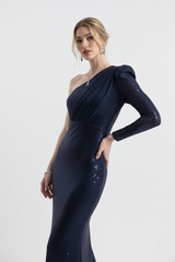 Tiffany | Sequined One Sleeve Maxi Fishtail Evening Dress