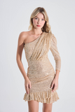 Cindy | Sequined One Shoulder Mini Slim Evening Dress