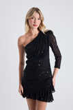 Cindy | Sequined One Shoulder Mini Slim Evening Dress