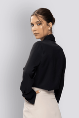 Adel | Long Sleeve Shawl Collar Blouse with Cuff