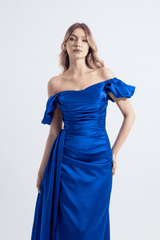 Cloe | Saten Maxi Straplez Abiye Elbise