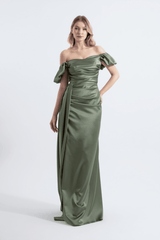 Cloe | Saten Maxi Straplez Abiye Elbise